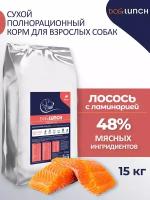 Dog Lunch Premium Корм сухой для собак средних и крупных пород с Лососем 15кг