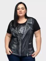 Футболка женская PLUS Size с принтом Жилетка Кожанка сердце 7XL