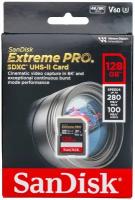 Карта памяти SanDisk Extreme PRO SDXC 128 ГБ Class 10 UHS-II U3 V60 6K-Video (R/W 280/100 Mb/s)