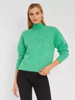Вязаный свитер оверсайз силуэта с воротником-стойкой, цвет Зеленый, размер S 023346120503