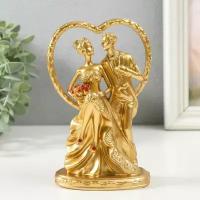 Сувенир интерьерный "Жених и невеста у сердца" золото 9,5х5,3х16 см