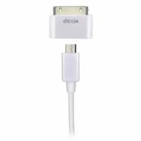 Dexim Кабель USB 2.0, A - B (micro) 5pin (M - M) Dexim переходник Apple 30-p(DWA064-W) 1,5 м. белый