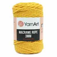 Пряжа для вязания YarnArt 'Macrame Rope 3мм', 250г, 63м (60% хлопок, 40% вискоза и полиэстер) (764 желтый), 4 мотка