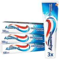 Зубная паста Aquafresh Освежающе-мятная с фтором для тройной защиты полости рта: защита от кариеса, укрепление зубов и свежесть дыхания, 100 мл 3 шт