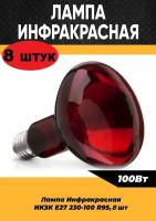 Инфракрасная лампа для курятника цыплят птиц животных 100W цоколь E27, 8 шт / Инфракрасная лампа для обогрева