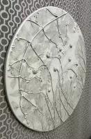 Панно из гипса, ботанический барельеф, картина "Ромашки кучные", ручной работы, 45.5x45.5x1 см