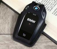 Черный чехол с вырезом под логотип для автомобильного интерактивного смарт ключа BMW Display Key 3 5 4 7 8 Х3 Х5 Х6 Х7 серии 4 Series Coupe GT М с