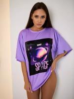 Футболка оверсайз Bona Fashion: OVERSIZE T-shirt "Saturn", one size