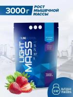 Гейнер Rline Light Mass для набора массы тела, вкус клубника, 3000 гр / 30 порций