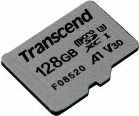 Карта памяти Transcend microSDXC 128 ГБ Class 10, V30, A1, UHS-I U3, R/W 100/40 МБ/с, 1 шт, белый