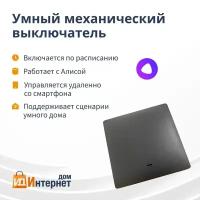 Умный механический выключатель Wi-Fi с Алисой 2в1 без нуля на 1000W Tuya 1 Клавиша Серый