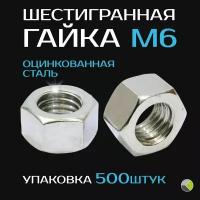 Гайка М6 оцинкованная (уп/500шт) шестигранная