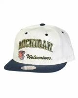 Бейсболка с прямым козырьком Mitchell and Ness Michigan Wolverines Cream