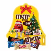 Новогодний набор сладостей M&M`s & Friends Колокольчик шоколадный подарочный набор с игрой внутри / Сладкий подарок / Сладкий бокс, 168г
