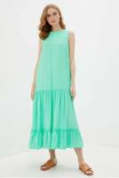 Платье BAON Хлопковое платье-рубашка без рукавов с поясом Baon B4523096, размер: M, зеленый