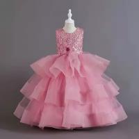 Нарядное платье для девочки, размер 130, розовый