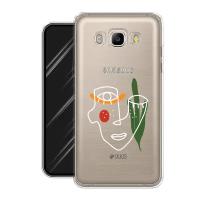 Силиконовый чехол на Samsung Galaxy J5 2016 / Самсунг Галакси J5 2016 "Минималистичный принт белый", прозрачный