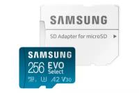 Карта памяти Samsung microSDXC 256GB EVO Select microSDXC Class 10 UHS-I, U3 + SD адаптер MB-ME256KA/AM