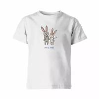 Детская футболка «Зайцы и любовь. Подарок на свадьбу. Жених. Невеста» (152, белый)