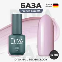 База для ногтей Diva Nail Technology №04 укрепляющее выравнивающее нюдовое цветное покрытие для френча, камуфлирующая нюдовая основа для гель лака, натуральная розовая, 15 мл