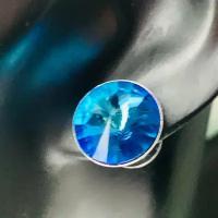Серьги пусеты, кристаллы Swarovski, размер/диаметр 14 мм, синий