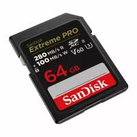 Карта памяти SanDisk Extreme Pro SDXC 64GB UHS-II U3 V60, R/W 280/100 МБ/с