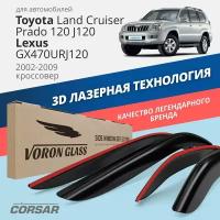 Дефлекторы окон Voron Glass серия Corsar для Toyota Land Cruiser Prado 120 J120 / Lexus GX470 URJ120 2002-2009 накладные 4 шт