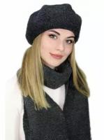 Комплект "Карлиса" берет+шарф, серый, размер 59-60