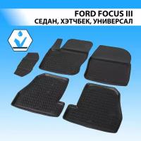 Комплект ковриков в салон RIVAL 11801003 для Ford Focus 2011-2019 г, 5 шт. чёрный