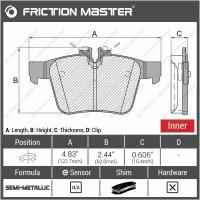 Колодки тормозные дисковые задние, FRICTION MASTER, Полуметалические, MKD1795 на Mercedes-Benz C IV (W205)