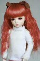 Iplehouse Wig IHW_SS060 (Длинный волнистый парик с прямой челкой красно-рыжий размер 15-18 см для кукол Иплхаус)