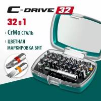 Набор бит и адаптеров Kraftool C-Drive, посадка 1/4, 32 предмета, Cr-Mo, арт. 26067-H32