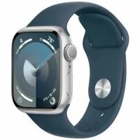 Умные часы Apple Watch Series 9 41 мм Silver Aluminium Case, Storm Blue Sport Band M/L