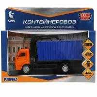 Машина металл KAMAZ контейнеровоз длина 15,5 см, двер, подв дет, инерц, кор. Технопарк в кор.2*30шт