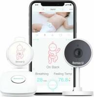 Набор Радионяня Sense-U Smart Baby Monitor 3 c камерой, аудио, видеоняня с датчиками дыхания, опрокидывания, сенсорными датчиками температуры. Ночное видение, двусторонняя связь, обнаружение движения, большой радиус действия и бесплатное приложение