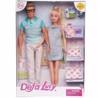 Куклы ABtoys "Defa Lucy", В ожидании чуда, муж и беременная жена в мятном платье, с игровыми предметами, 29 и 30 см