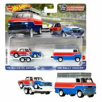 HKF45 Машинка металлическая игрушка Hot Wheels Premium Car Culture коллекционная модель премиальная Team Transport 70 Rover P6 Group 2 & HW Rally Hauler 2 шт