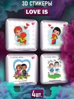 Парные наклейки на телефон 3D стикеры Love is Любовь это