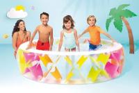 Семейный надувной бассейн 229 х 56 см, Intex Summer Joy Pool, с цветными вставками 56494