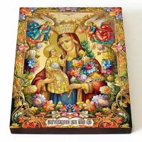 Икона Божией Матери "Неувядаемый Цвет", печать на доске 13*16,5 см