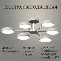 Люстра потолочная светодиодная, светильник Led в современном стиле XI3206/6 Grey+CR, освещение для дома, люстра на кухню, в спальню JUPITER LIGHTING, 108 Вт