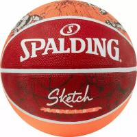 Мяч баскетбольный SPALDING Sketch Drible р.7, красно-оранжевый