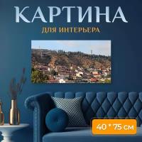 Картина на холсте "Грузия, тбилиси, столица" на подрамнике 75х40 см. для интерьера