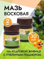 Мазь восковая на кедровой живице с пчелиным подмором 50г 2шт