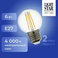 933824 Лампа LED FILAMENT 220V G50 E27 6W=65W 400-430LM 360G CL 4000K 30000H, шт