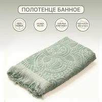 Полотенце махровое банное, для ванной, для тела Parisa Home Esteri, Жаккардовый 100%-й хлопок, 65х140см, зеленое, 1 шт