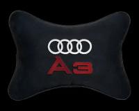 Подушка на подголовник алькантара Black с логотипом автомобиля AUDI A3