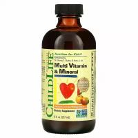 Мультивитамины и минералы для детей CHILDLIFE multi vitamin and mineral l витамины а, с, е, d, вкус натурального апельсина и манго, 237 мл