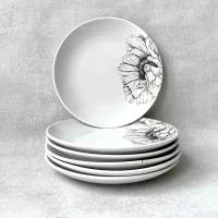 Тарелки обеденные набор 6 шт, диаметр 21 см, керамика, коллекция "Монохром Мак"