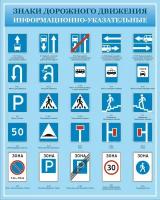 Стенд для автошколы "Знаки дорожного движения, информационно-указательные" (Размер средний 800х640см)